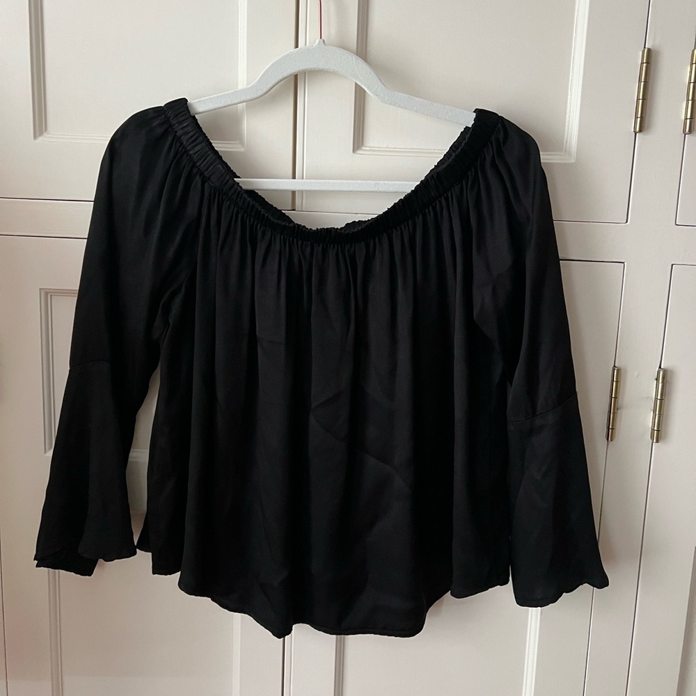 NWT Maven West Silky Off-the-shoulder Black Blouse | Size: Small